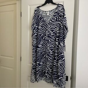 Anne Cole Blue and White Zebra Cover-Up - NWT - Size 18/20